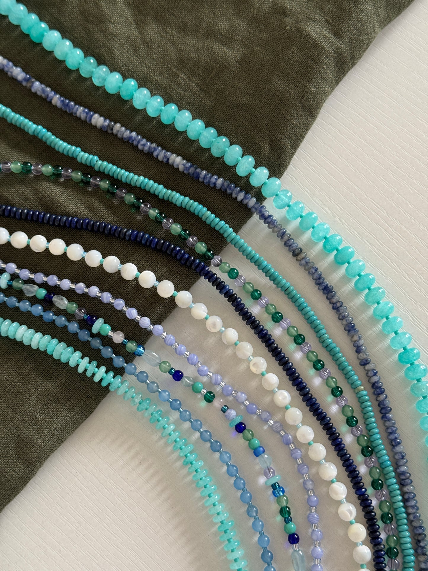 Green & Lilac Beaded Necklace