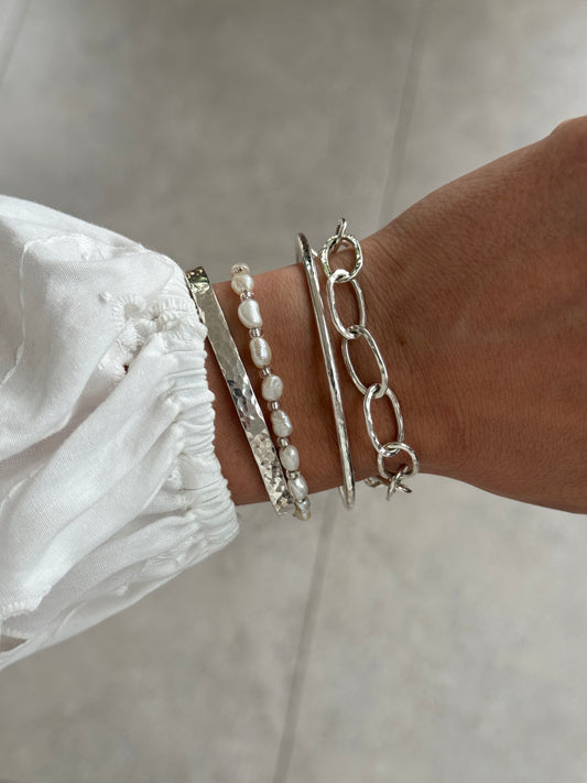 Hammered Paperclip Chain Bracelet