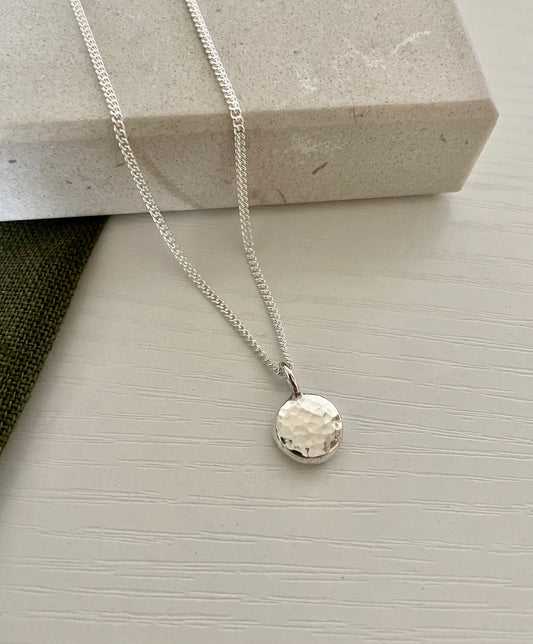 Hammered Silver Pendant Necklace
