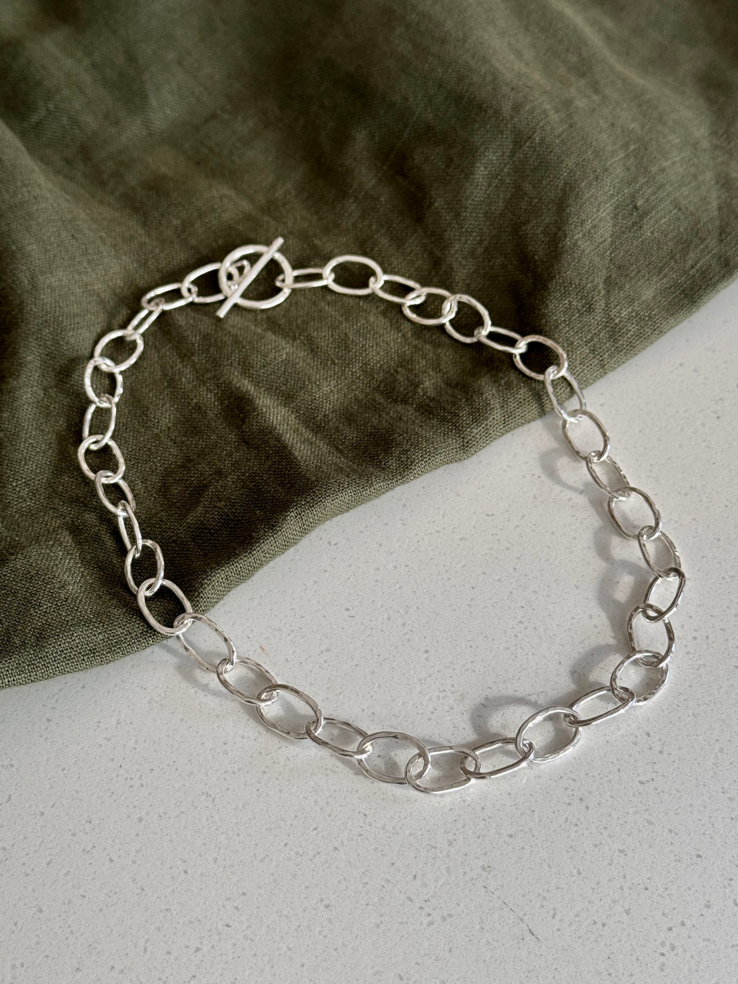 Hammered Paperclip Chain Necklace