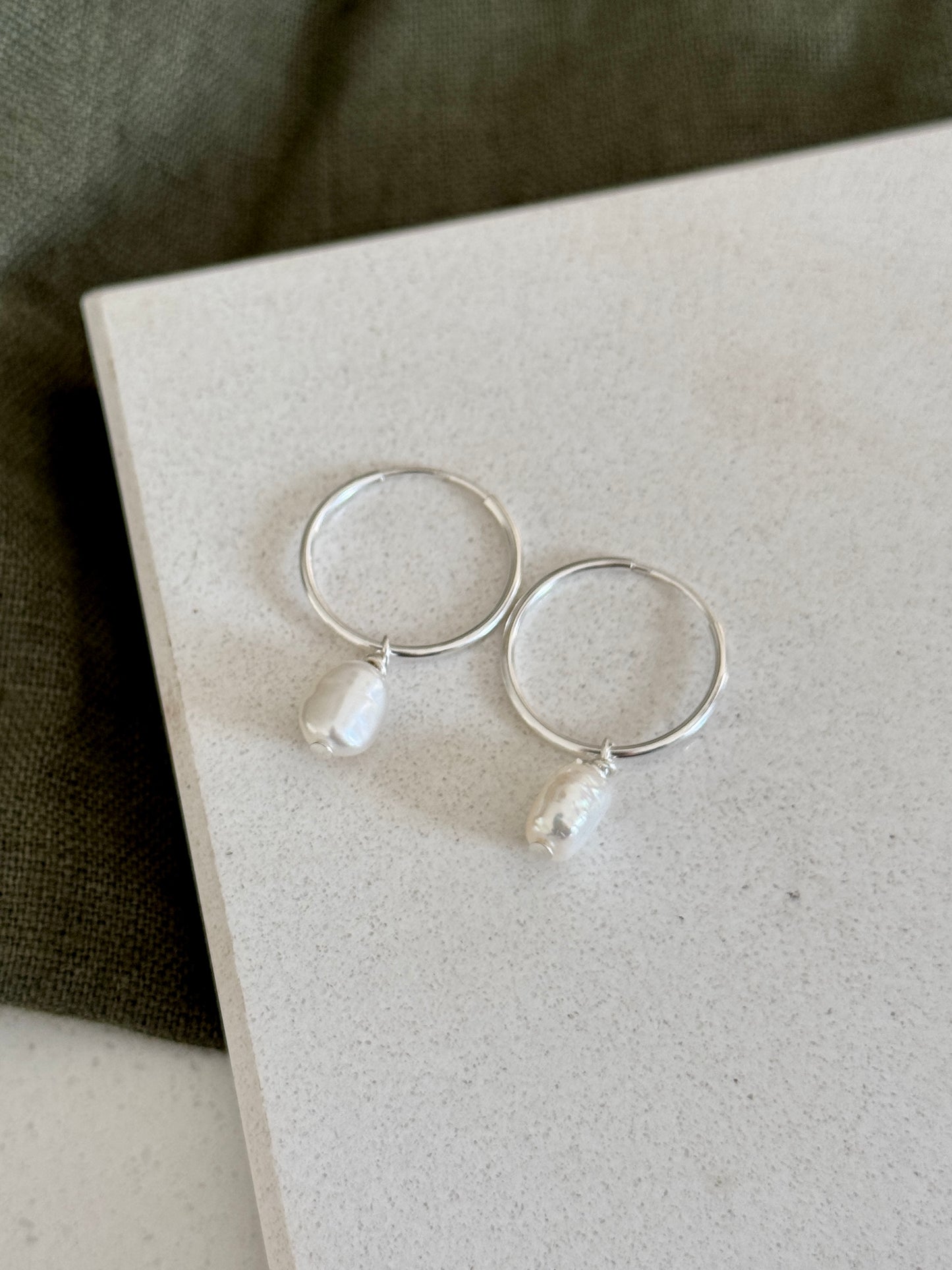 Small Pearl Hoops