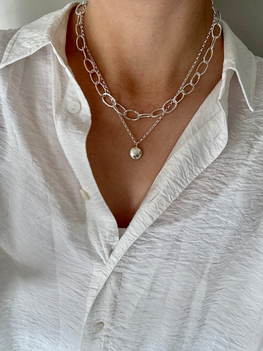 Hammered Paperclip Chain Necklace