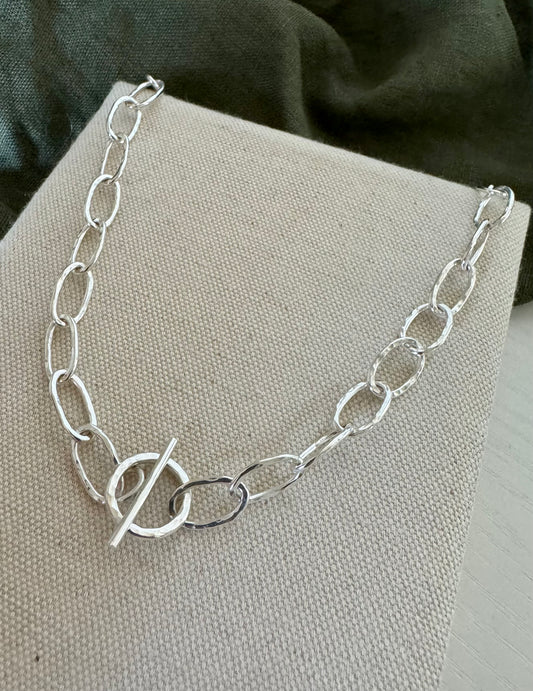 Hammered Paperclip Chain Necklace