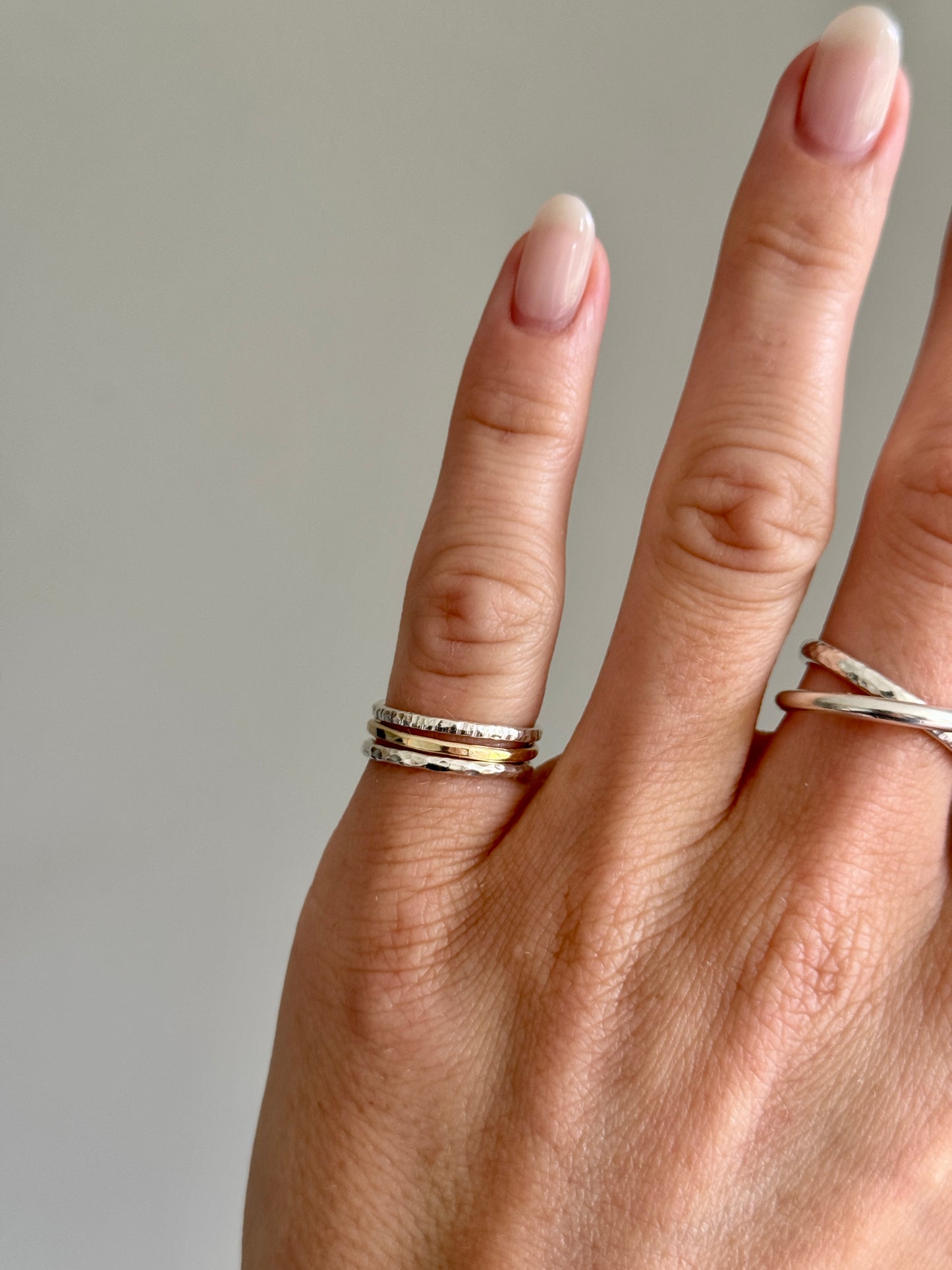 Mixed Metal Pinky Stacking Ring Set