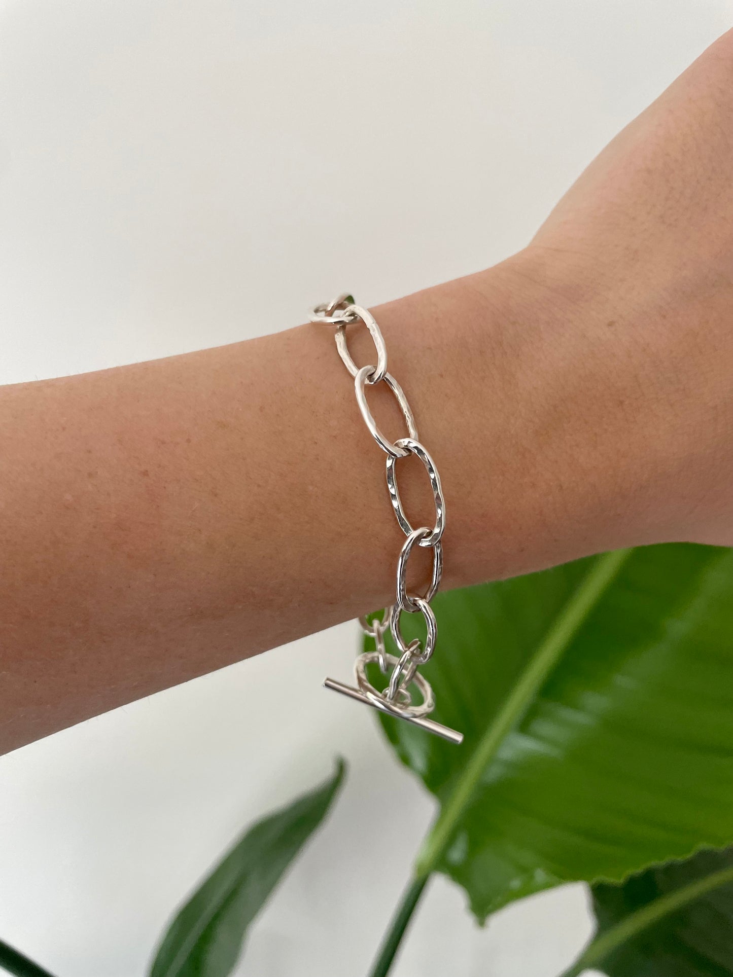 Hammered Paperclip Chain Bracelet