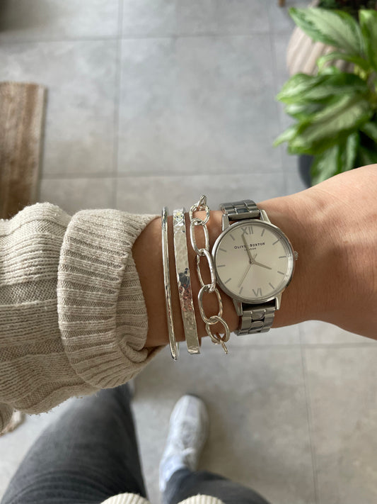 Hammered Paperclip Chain Bracelet