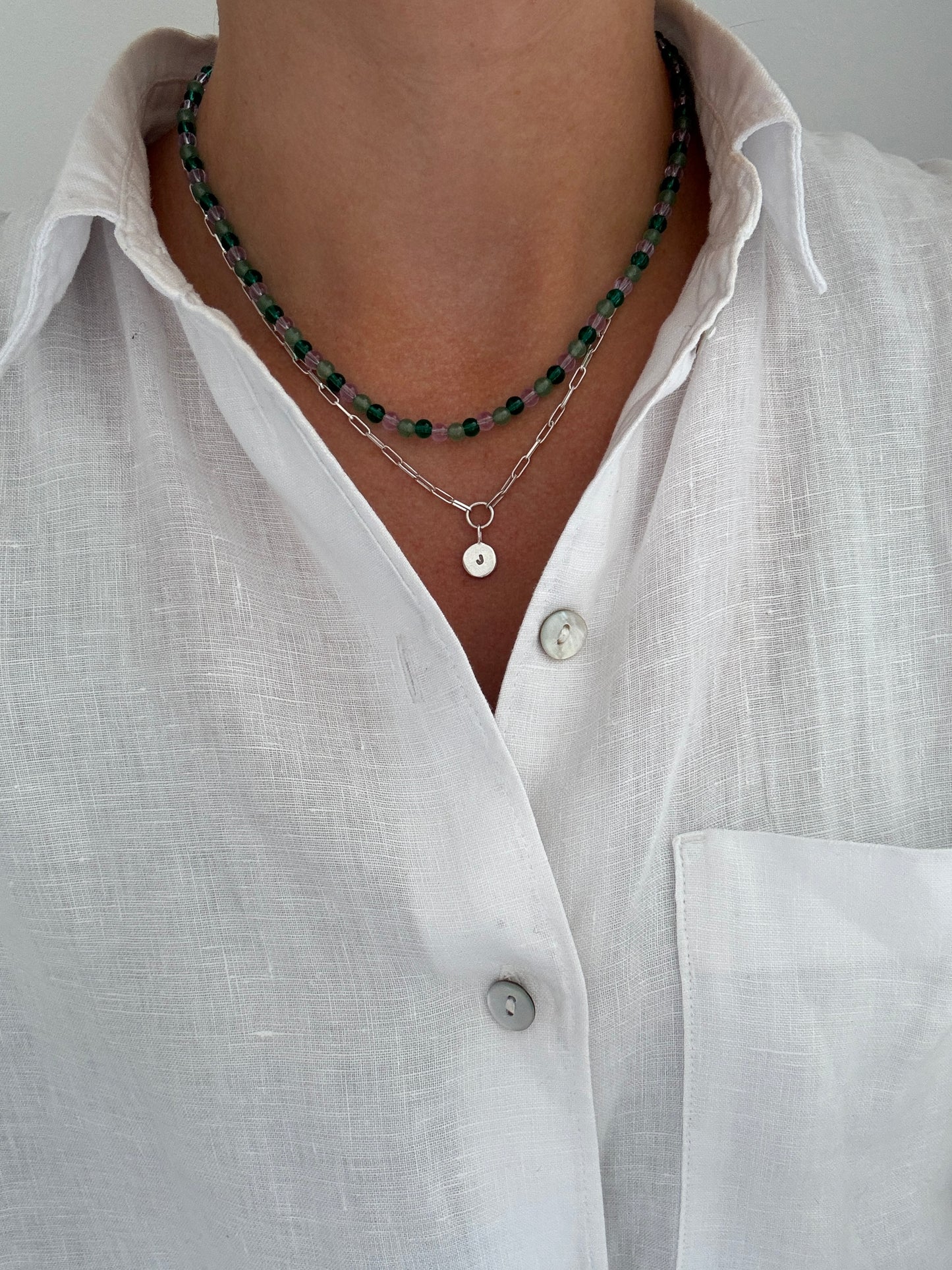 Green & Lilac Beaded Necklace