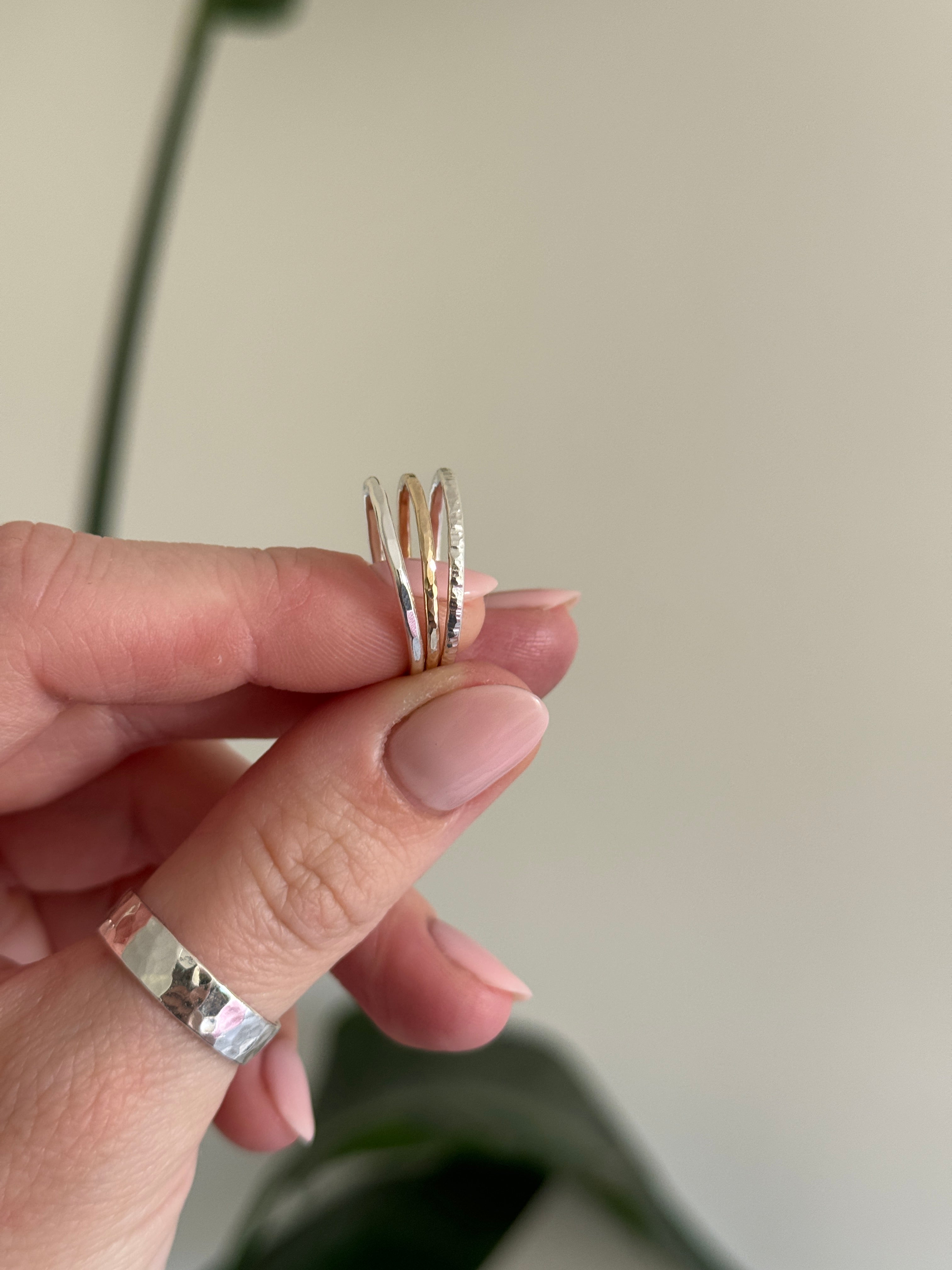 Mixed Metal Stacking Ring Set – Sapphire and Rose Jewellery