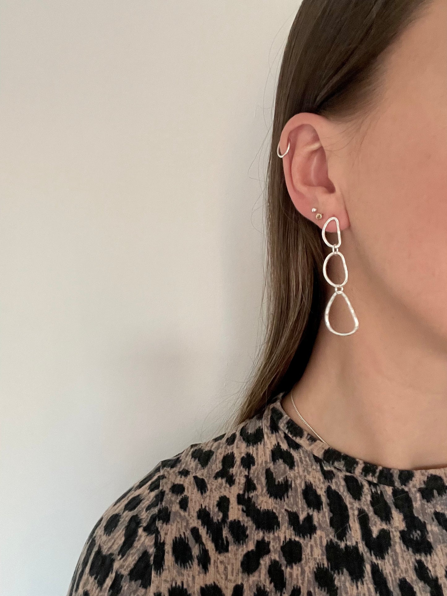 Long Hammered Statement Earrings