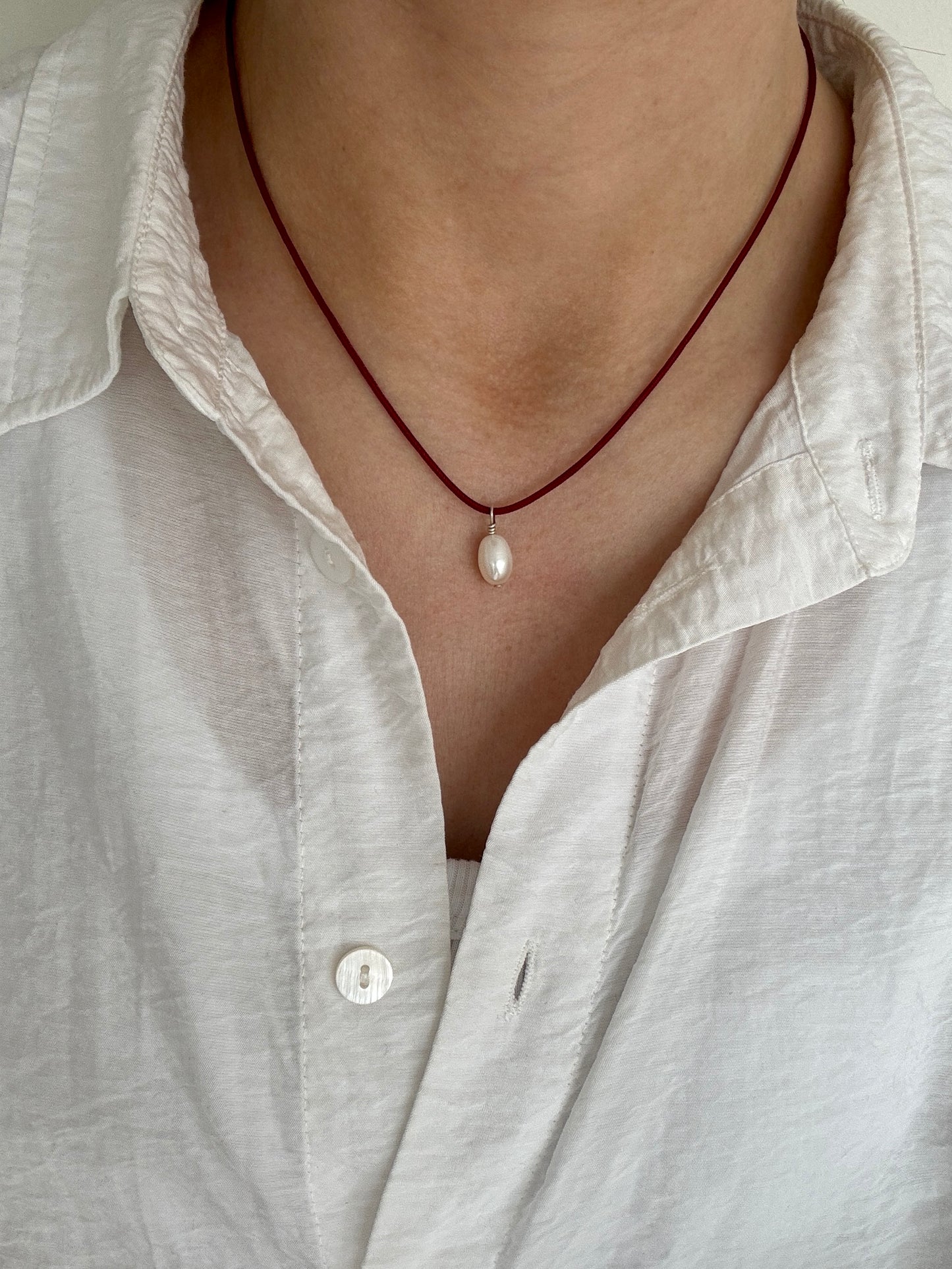 Cord Necklace with Pearl