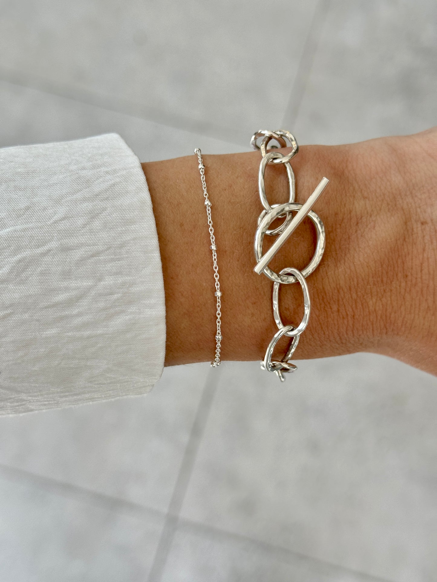 Hammered Paperclip Chain Bracelet