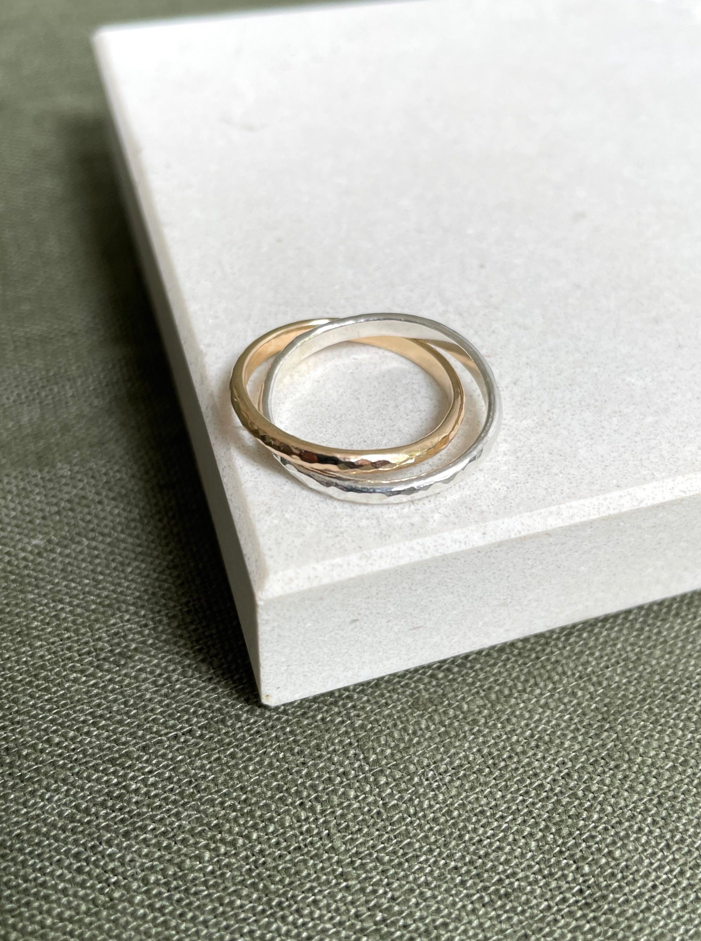 Gold and Silver Intertwined Ring – Sapphire and Rose Jewellery